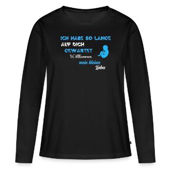 Je t'ai tant attendu BLU WE - T-shirt manches longues Premium bio Femme - noir - Devant - Julia (174cm)