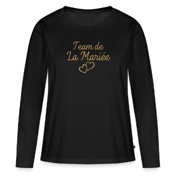 Team Mariee EVJF mariage - T-shirt manches longues Premium bio Femme - noir - Devant - Julia (174cm)