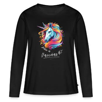 Croyez aux licornes - T-shirt manches longues Premium bio Femme - noir - Devant - Julia (174cm)