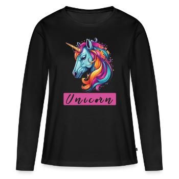 Licorne - T-shirt manches longues Premium bio Femme - noir - Devant - Julia (174cm)