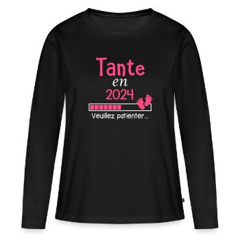 Tante en 2024 Cadeau Future Tata - T-shirt manches longues Premium bio Femme - noir - Devant - Julia (174cm)