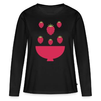 Himbeer-Explosion - Frauen Premium Bio Langarmshirt - Schwarz - Vorne - Julia (174cm)