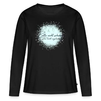 Bitte nicht schubsen- bin schon leicht angetüddelt - Frauen Premium Bio Langarmshirt - Schwarz - Vorne - Julia (174cm)