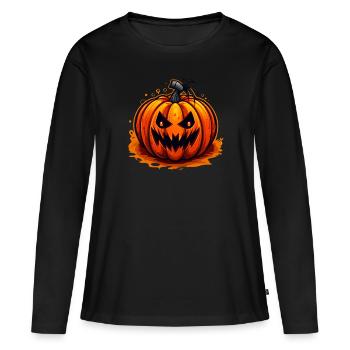 Terrible citrouille d’Halloween - T-shirt manches longues Premium bio Femme - noir - Devant - Julia (174cm)