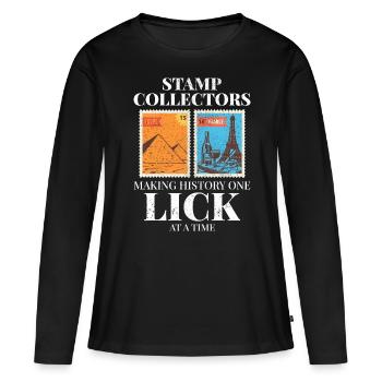 Philatéliste collectionneur collectionneur de timbres - T-shirt manches longues Premium bio Femme - noir - Devant - Julia (174cm)