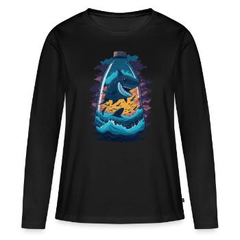 Bouteille de requin - T-shirt manches longues Premium bio Femme - noir - Devant - Julia (174cm)