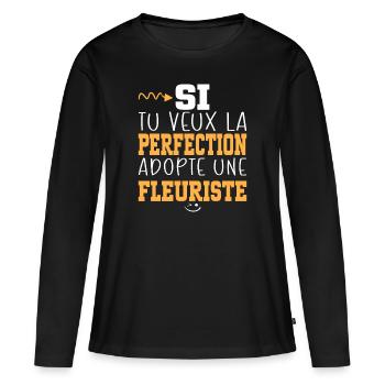 Métier Humour Femme Fleuriste - T-shirt manches longues Premium bio Femme - noir - Devant - Julia (174cm)