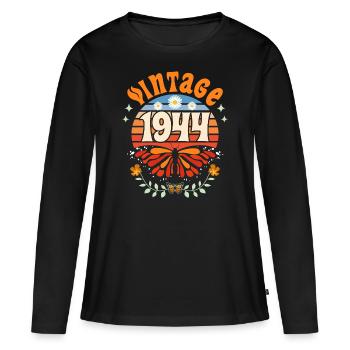 Butterfly Year 1944 Woman 80 Years Anniversary - Women's Premium Organic Long Sleeve Shirt - black - Front - Julia (174cm)