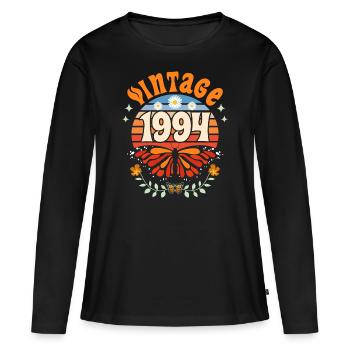 Papillon Année 1994 Femme 30 Ans Anniversaire - T-shirt manches longues Premium bio Femme - noir - Devant - Julia (174cm)