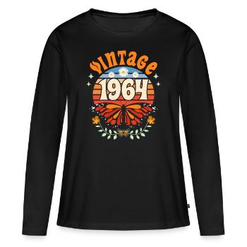 Butterfly Year 1964 Woman 60 Years Anniversary - Women's Premium Organic Long Sleeve Shirt - black - Front - Julia (174cm)