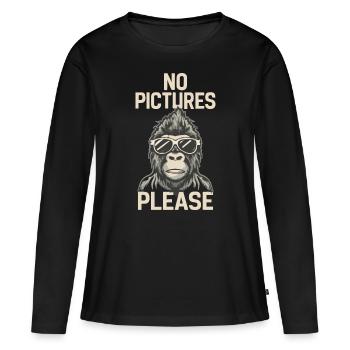 Pas de photos s’il vous plaît - T-shirt manches longues Premium bio Femme - noir - Devant - Julia (174cm)