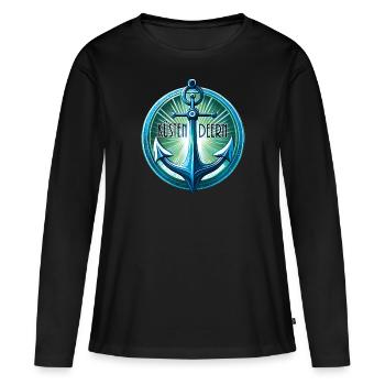 Küstendeern Ankeremblem Blau - Frauen Premium Bio Langarmshirt - Schwarz - Vorne - Julia (174cm)