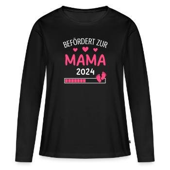 Befördert zur Mama 2024 Geschenk für neue Mutter - Frauen Premium Bio Langarmshirt - Schwarz - Vorne - Julia (174cm)