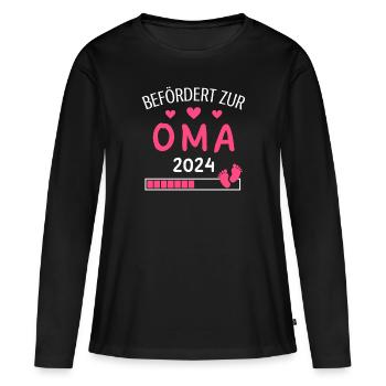 Befördert zur Oma 2024 Geschenk für Großmutter - Frauen Premium Bio Langarmshirt - Schwarz - Vorne - Julia (174cm)