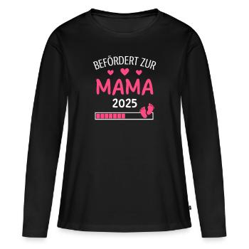 Befördert zur Oma 2025 Geschenk für Großmutter - Frauen Premium Bio Langarmshirt - Schwarz - Vorne - Julia (174cm)