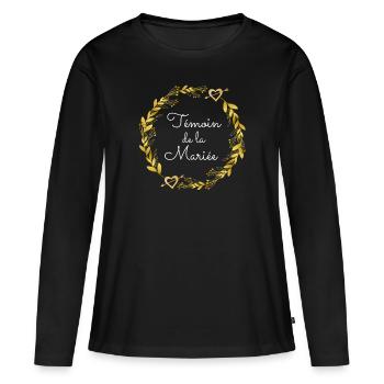 Témoin de la mariée Evjf mariage demoiselle - T-shirt manches longues Premium bio Femme - noir - Devant - Julia (174cm)