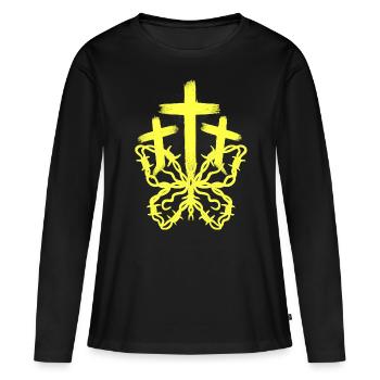 Crosses, Cross, Butterfly, Reincarnation, Jesus - Women's Premium Organic Long Sleeve Shirt - black - Front - Julia (174cm)