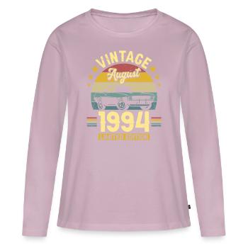 Aout 1994 Voiture 30ème Anniversaire - T-shirt manches longues Premium bio Femme - rose poudré - Devant - Julia (174cm)