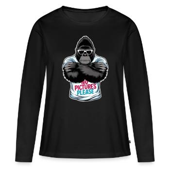 Pas de photos s’il vous plaît - T-shirt manches longues Premium bio Femme - noir - Devant - Julia (174cm)