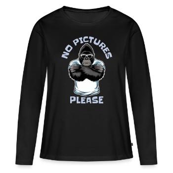 Pas de photos s’il vous plaît - T-shirt manches longues Premium bio Femme - noir - Devant - Julia (174cm)