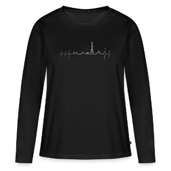 Paris France Heartbeat France Tour City Trip - Women's Premium Organic Long Sleeve Shirt - black - Front - Julia (174cm)