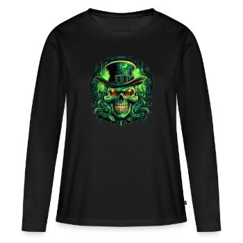 Creepy Skull with Top Hat Halloween Art - Women's Premium Organic Long Sleeve Shirt - black - Front - Julia (174cm)