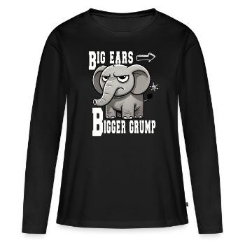 Big Ears Bigger Grump: Fun elephant design - Women's Premium Organic Long Sleeve Shirt - black - Front - Julia (174cm)