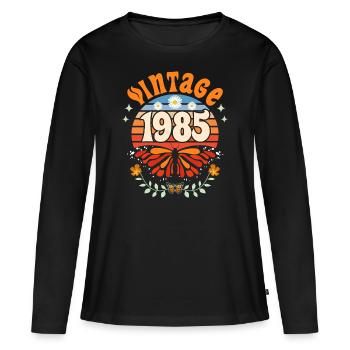 Schmetterling Jahr 1985 Frau 40 Jahre Jubiläum - Frauen Premium Bio Langarmshirt - Schwarz - Vorne - Julia (174cm)