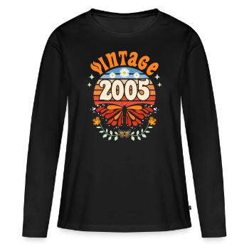 Schmetterling Jahr 2005 Frauen 20 Jahre Jubiläum - Frauen Premium Bio Langarmshirt - Schwarz - Vorne - Julia (174cm)