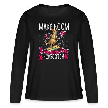 Fun Kangaroo Playing Hopscotch Kids Game Design - Women's Premium Organic Long Sleeve Shirt - black - Front - Julia (174cm)