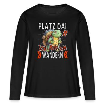 Make room! I have to go hiking funny turtle - Women's Premium Organic Long Sleeve Shirt - black - Front - Julia (174cm)