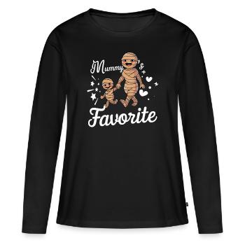 Le design mignon préféré de maman pour Halloween - T-shirt manches longues Premium bio Femme - noir - Devant - Julia (174cm)