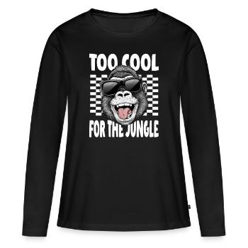 Trop cool pour le gorille de la jungle - T-shirt manches longues Premium bio Femme - noir - Devant - Julia (174cm)