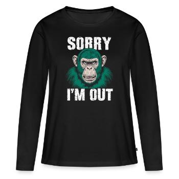 Grumpy Funny Monkey "Sorry I'm Out" - Frauen Premium Bio Langarmshirt - Schwarz - Vorne - Julia (174cm)