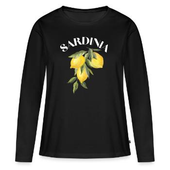 Citron Sardaigne Style Vintage Italie Cadeau de voyage - T-shirt manches longues Premium bio Femme - noir - Devant - Julia (174cm)