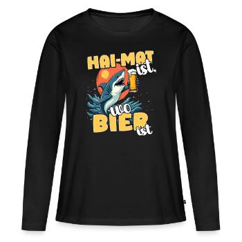 Hai-mat Is Where Beer Is Funny Party Drinking Beer - Women's Premium Organic Long Sleeve Shirt - black - Front - Julia (174cm)
