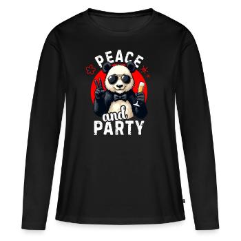 Peace and Party Cool Panda Lunettes de soleil scintillantes - T-shirt manches longues Premium bio Femme - noir - Devant - Julia (174cm)