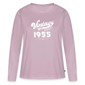 Millésime depuis août 1955 Cadeau d’anniversaire - T-shirt manches longues Premium bio Femme - rose poudré - Devant - Julia (174cm)