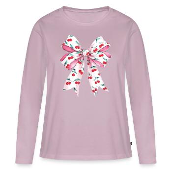 Cerises Jolie Femme Coquette - T-shirt manches longues Premium bio Femme - rose poudré - Devant - Julia (174cm)