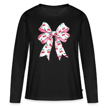 Cerises Jolie Femme Coquette - T-shirt manches longues Premium bio Femme - noir - Devant - Julia (174cm)