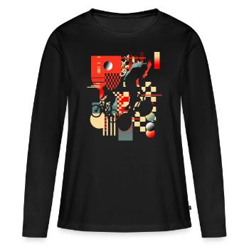 Modern Cycling Abstract Art Silhouette Cyclist - Women's Premium Organic Long Sleeve Shirt - black - Front - Julia (174cm)