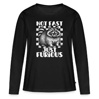 Raton laveur en colère - Pas rapide, juste furieux - T-shirt manches longues Premium bio Femme - noir - Devant - Julia (174cm)