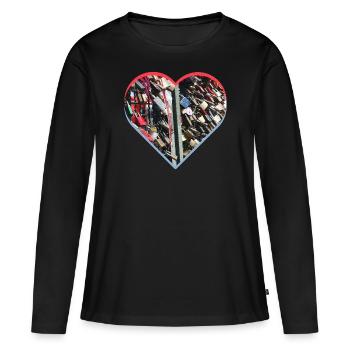 Serrures d’amour de cœur - T-shirt manches longues Premium bio Femme - noir - Devant - Julia (174cm)