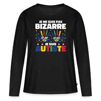 Je ne suis pas bizarre je suis autiste - T-shirt manches longues Premium bio Femme - noir - Devant - Julia (174cm)