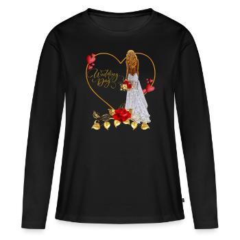 Red Rose Wedding Day - Women's Premium Organic Long Sleeve Shirt - black - Front - Julia (174cm)