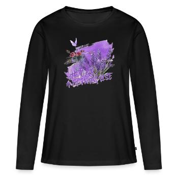 Amour à la Française Lavande et flair provençal - T-shirt manches longues Premium bio Femme - noir - Devant - Julia (174cm)