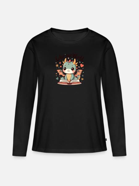 Färben Sie unsere Welt: Sommerlese-Bücherwurm für - Ekologisk långärmad premium-T-shirt dam - svart