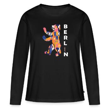 Ours de Berlin - T-shirt manches longues Premium bio Femme - noir - Devant - Julia (174cm)