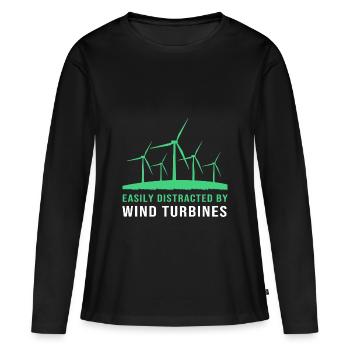 Énergie éolienne Éolienne Énergie éolienne - T-shirt manches longues Premium bio Femme - noir - Devant - Julia (174cm)