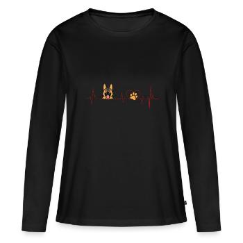 German Shepherd Heartbeat Funny - Women's Premium Organic Long Sleeve Shirt - black - Front - Julia (174cm)